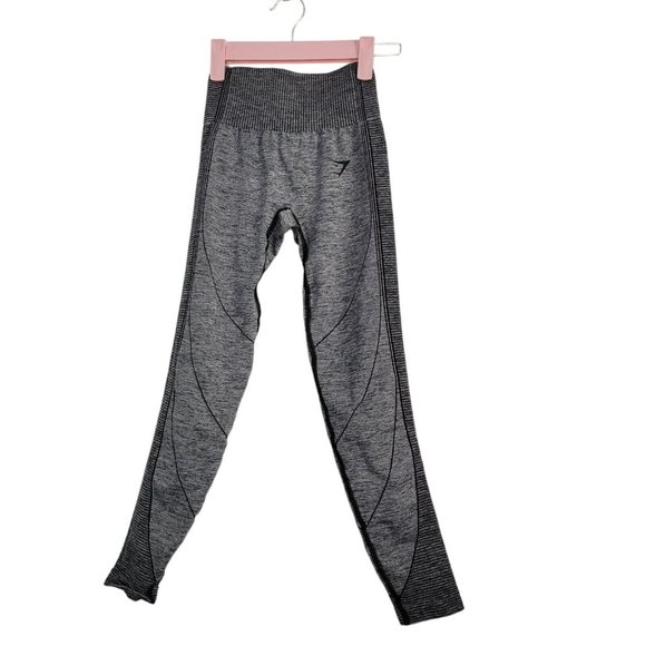 Gymshark Women's Hyper Amplify Seamless Leggings Gray Black Size XS Polyester - Picture 1 of 3